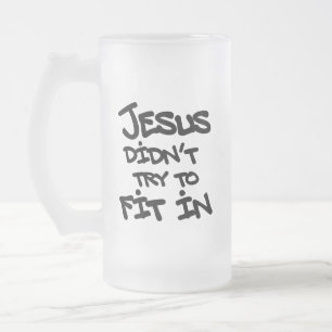 Jesus probeerde niet in te passen Grappig Graffiti Matglas Bierpul