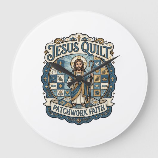 Jesus Quilt Patchwork Geloof Jesus Quilt Patchwork Grote Klok (Voorkant)