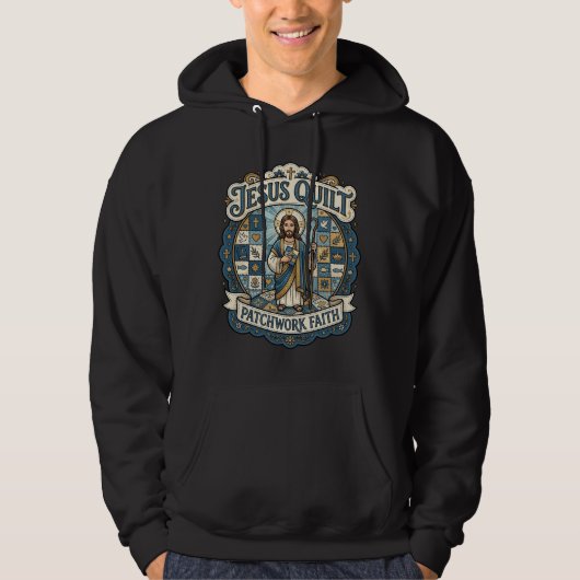 Jesus Quilt Patchwork Geloof Jesus Quilt Patchwork Hoodie (Voorkant)