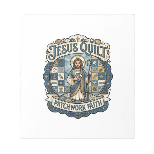 Jesus Quilt Patchwork Geloof Jesus Quilt Patchwork Notitieblok (Voorkant)