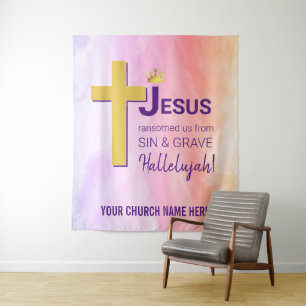 JESUS RANSOMED US Christelijk Pasen Wandkleed