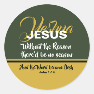 JESUS REASON SEASON Scripting Christelijke CHRISTM Ronde Sticker