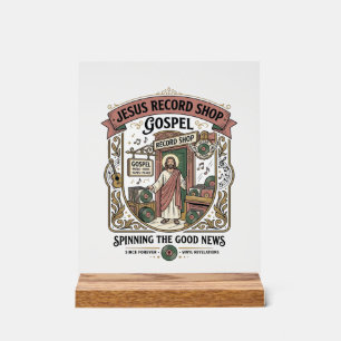 Jesus Record Shop Gospel Jesus Record Shop Christe Acryl Bord