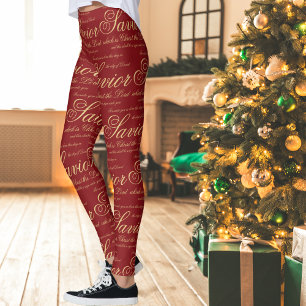 Jesus Red Gold Christelijk Religieus Kerstcadeau Leggings