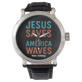 Jesus Redt & Amerika Zwaait Vintage Christelijk  Horloge