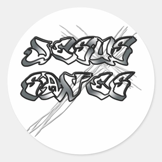 Jesus redt Christelijk Ronde Sticker (Voorkant)