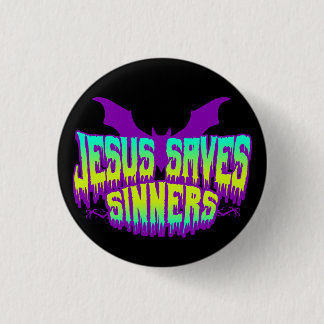 Jesus Redt Goths Knop Ronde Button 3,2 Cm