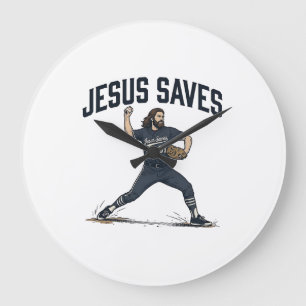 Jesus redt honkbalpitcher vintage gravure shirt grote klok
