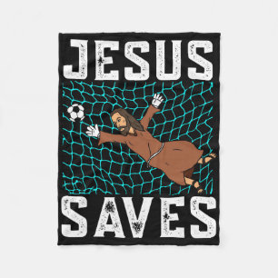 Jesus Redt I Christelijk Geloof I Jezus Voetbal Do Fleece Deken