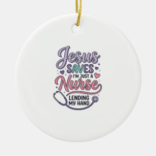 Jesus redt Nurse Faith Shirt Design_1 Keramisch Ornament