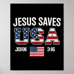 Jesus Redt Usa Christelijk Kruis God Geloof Bijbel Poster