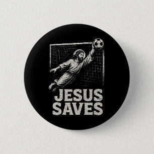Jesus Redt - Voetbal Keeper Christelijke Inspirati Ronde Button 5,7 Cm
