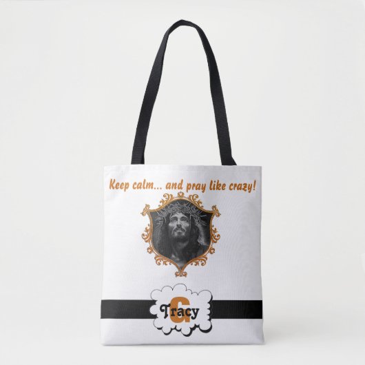 Jésus Restez calme et priez comme un sac de monogr (Devant)