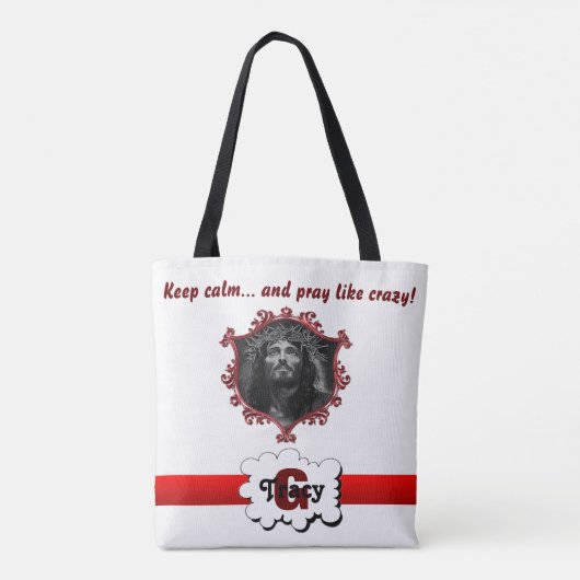 Jésus Restez calme et priez comme un sac monogramm (Dos)