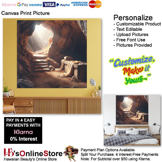 Jesus Resurrection Versie 2 Canvas Afbeelding Afdruk