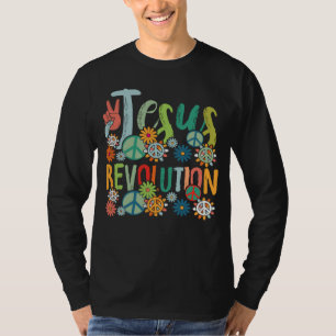 Jesus Revolutie Geloof Retro Groovy Bloem Vrede S T-shirt