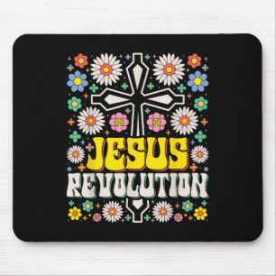 Jesus Revolution Faith Retro Groovy Christelijk Muismat