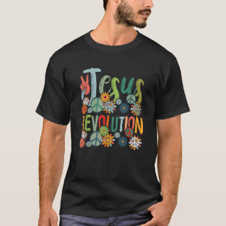 Jesus Revolution Faith Retro Groovy Flower Peace S T-shirt