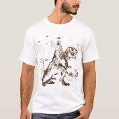 Jesus Riding a Dinosaur Funny UFO Alien Abduction T-shirt (Voorkant)