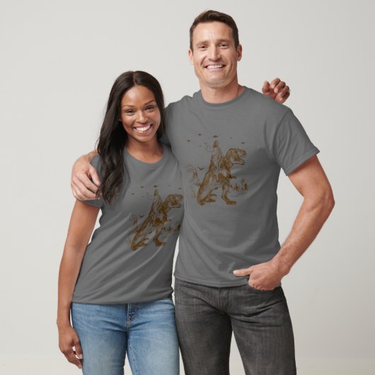 Jesus Riding Dinosaur T UFO T Funny offensief T-shirt (Unisex)