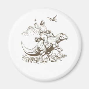 Jesus Riding Dinosaurus jaren '90 Magneet