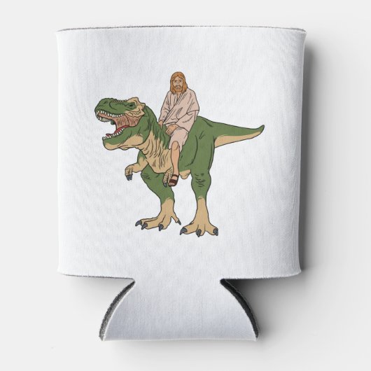 Jesus Riding T-Rex Blikjeskoeler (Voorkant)