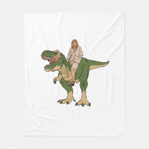 Jesus Riding T-Rex Fleece Deken