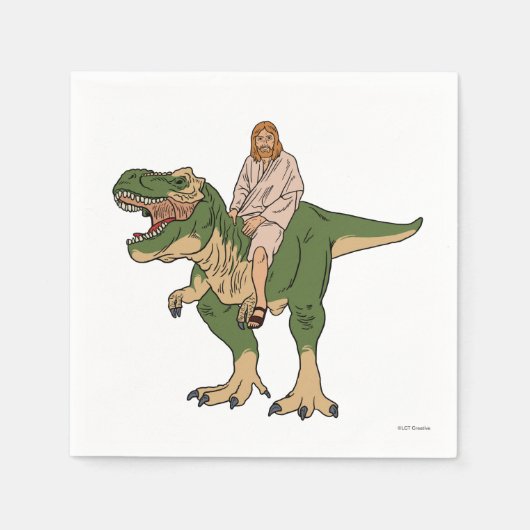 Jesus Riding T-Rex Servet (Voorkant)