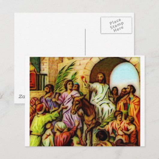 Jesus Ridt de Donkey naar Jeruzalem Briefkaart (Voorkant / Achterkant)
