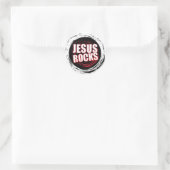 Jesus Rocks 5 Black Ronde Sticker (Tas)