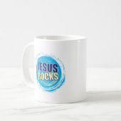 Jesus Rocks 7 Blue & Yellow Koffiemok (Voorkant links)