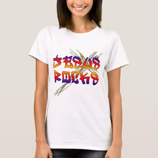 Jesus Rocks Christelijk T-shirt (Voorkant)