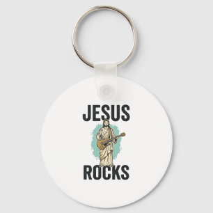 Jesus Rocks Gitaar Vintage Christelijke Gravure De Sleutelhanger
