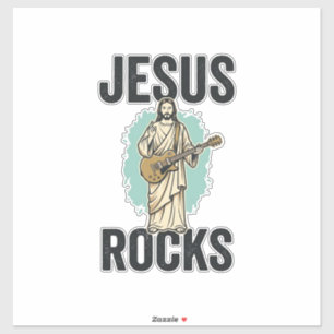 Jesus Rocks Gitaar Vintage Christelijke Gravure De Sticker
