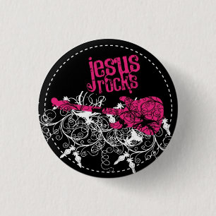 Jesus Rocks Ronde Button 3,2 Cm