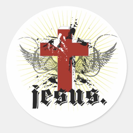 jesus ronde sticker (Voorkant)