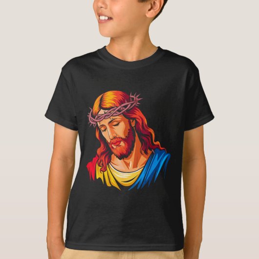 Jesus Rtrait Art Christian Religious T-shirt (Voorkant)