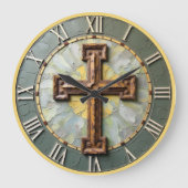 Jesus Rustic Textured Cross Grote Klok (Voorkant)