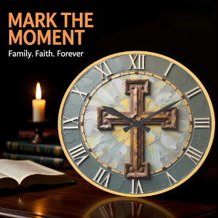 Jesus Rustic Textuurkruis Grote Klok