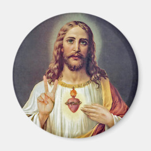 Jesus Sacred Heart Peace Sign Portret Magneet