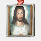 JESUS SACRED HEART WOOD LIJST 29 P METALEN ORNAMENT (Links)
