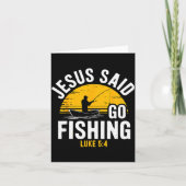 Jesus Said Go Fishing Luke 5-4 Christian Fisherman Kaart (Voorkant)