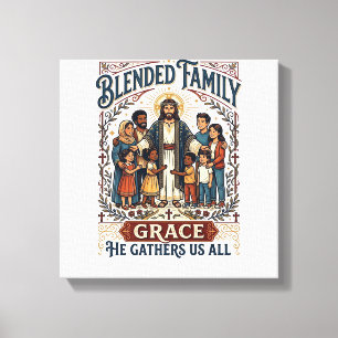 Jesus Samengestelde Familie Stepfamily T-shirt Chr Canvas Afdruk