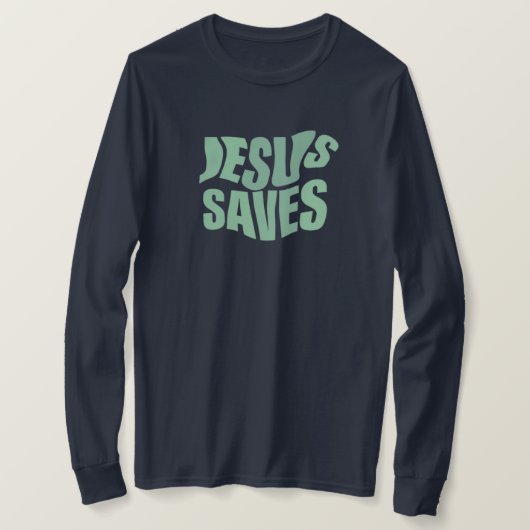 Jésus sauve |Impression bleue| T-shirt à manches l (Design devant)