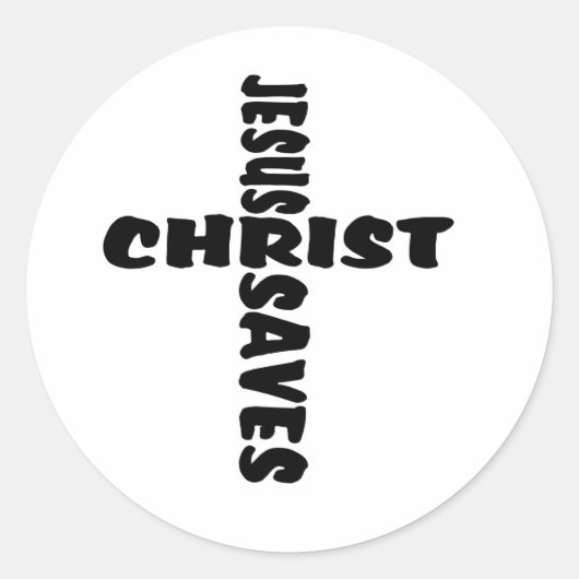 Jesus Save Cross - zwart Ronde Sticker (Voorkant)
