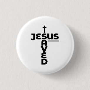 Jesus Saved - Christelijk Ronde Button 3,2 Cm