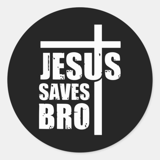 Jesus Saves Bro Ronde Sticker (Voorkant)