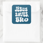 Jesus Saves Bro Vierkante Sticker (Tas)