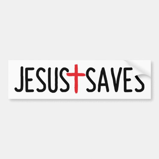 JESUS SAVES BUMPERSTICKER (Voorkant)