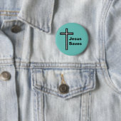 Jesus Saves Cross Christelijke Button (In situ)